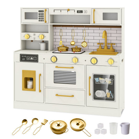 Pretend Toy Kitchen Set with Stoves and Water Dispenser-Beige LuxuryLifeWay Online Store