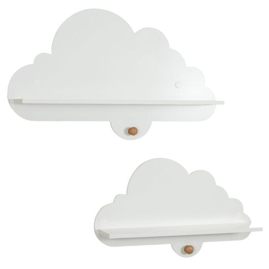 2 Pieces Floating Cloud Shelves Wall Mounted Storage Display Rack-White LuxuryLifeWay Online Store