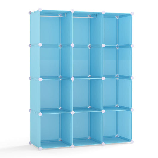Modular Baby Wardrobe with 10 Cubes & Hanging Rod and Shelves Stackable-Pink LuxuryLifeWay Online Store