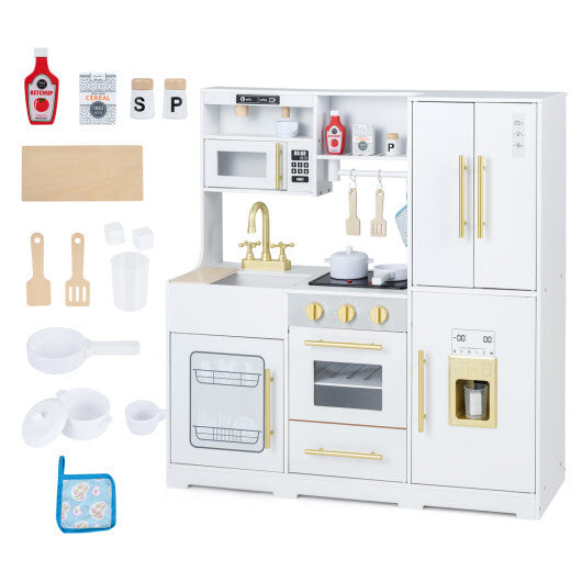 Wooden Play Kitchen with Lights & Sounds and Sink Stove Oven for Kids Ages 3+-Pink LuxuryLifeWay Online Store