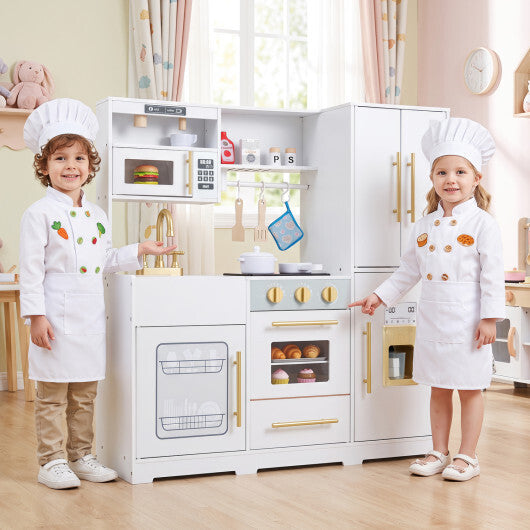 Wooden Play Kitchen with Lights & Sounds and Sink Stove Oven for Kids Ages 3+-Pink LuxuryLifeWay Online Store