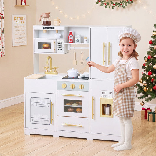 Wooden Play Kitchen with Lights & Sounds and Sink Stove Oven for Kids Ages 3+-Pink LuxuryLifeWay Online Store