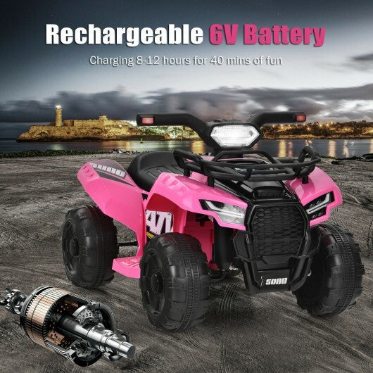 6V Kids ATV Quad Electric Ride On Car with LED Light and MP3-Pink - Color: Pink LuxuryLifeWay Online Store