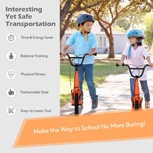 Height Adjustable Kid Kick Scooter with 12 Inch Air Filled Wheel-Pink LuxuryLifeWay Online Store