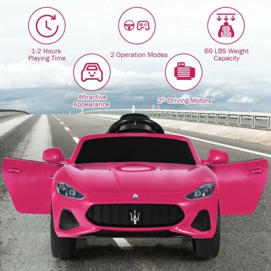 12V Kids Ride-On Car with Remote Control and Lights-Pink LuxuryLifeWay Online Store
