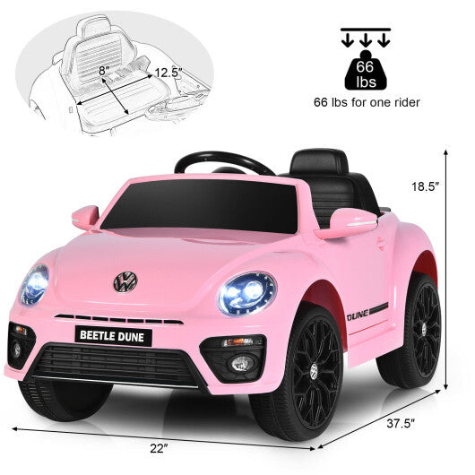 Volkswagen Beetle Kids Electric Ride On Car with Remote Control-Pink - Color: Pink LuxuryLifeWay Online Store