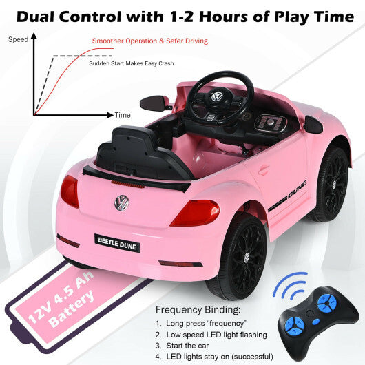 Volkswagen Beetle Kids Electric Ride On Car with Remote Control-Pink - Color: Pink LuxuryLifeWay Online Store