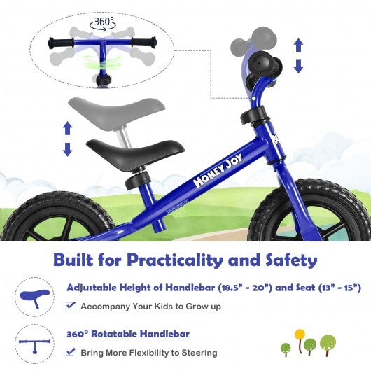 Kids No Pedal Balance Bike with Adjustable Handlebar and Seat-Red LuxuryLifeWay Online Store