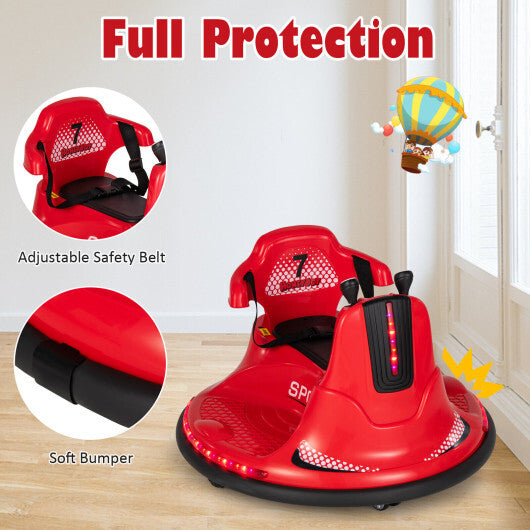 12V Kids Ride On Bumper Car with Remote Control Lights and Music-Red - Color: Red LuxuryLifeWay Online Store