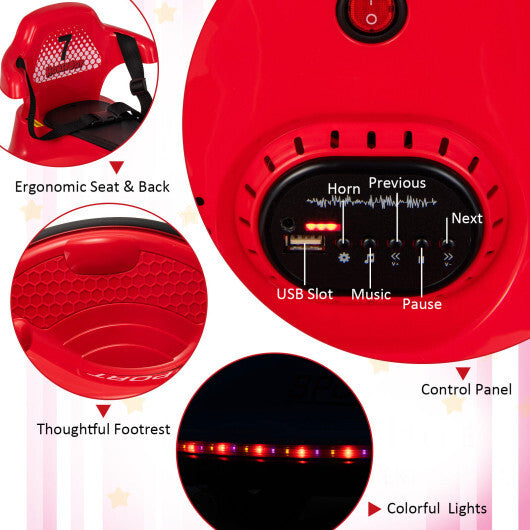 12V Kids Ride On Bumper Car with Remote Control Lights and Music-Red - Color: Red LuxuryLifeWay Online Store