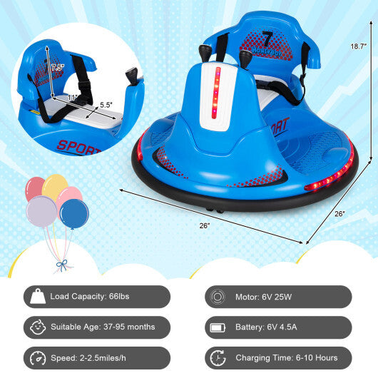 12V Kids Ride On Bumper Car with Remote Control Lights and Music-Red LuxuryLifeWay Online Store