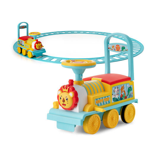 6V Electric Kids Ride On Car Toy Train with 16 Pieces Tracks-Blue - Color: Blue LuxuryLifeWay Online Store