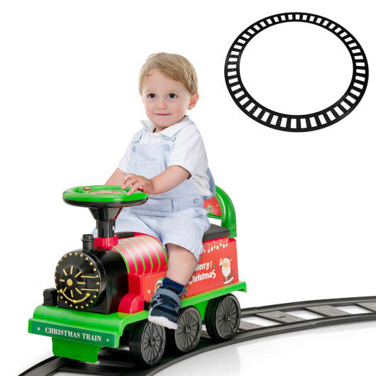 6V Electric Kids Ride On Car Toy Train with 16 Pieces Tracks-Green LuxuryLifeWay Online Store