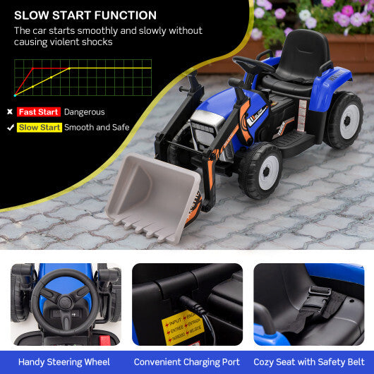 12V Battery Powered Kids Ride on Excavator with Adjustable Arm and Bucket-Yellow LuxuryLifeWay Online Store