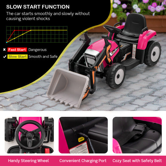 12V Battery Powered Kids Ride on Excavator with Adjustable Arm and Bucket-Yellow LuxuryLifeWay Online Store