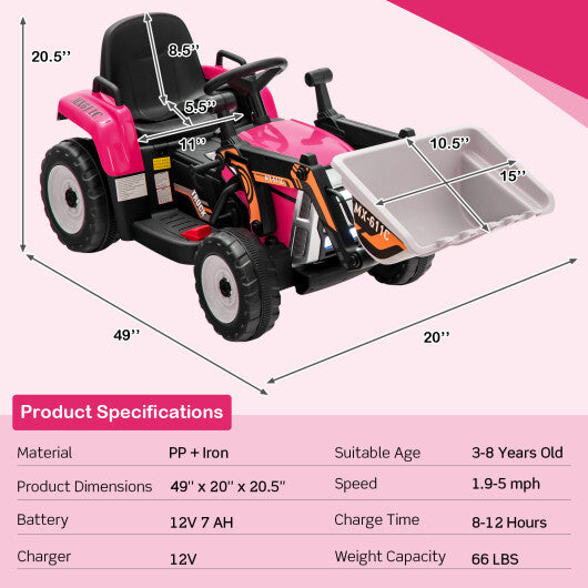 12V Battery Powered Kids Ride on Excavator with Adjustable Arm and Bucket-Yellow LuxuryLifeWay Online Store