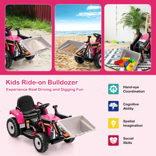 12V Battery Powered Kids Ride on Excavator with Adjustable Arm and Bucket-Yellow LuxuryLifeWay Online Store
