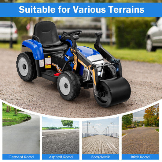12V Kids Ride on Road Roller with 2.4G Remote Control-Blue - Color: Blue LuxuryLifeWay Online Store