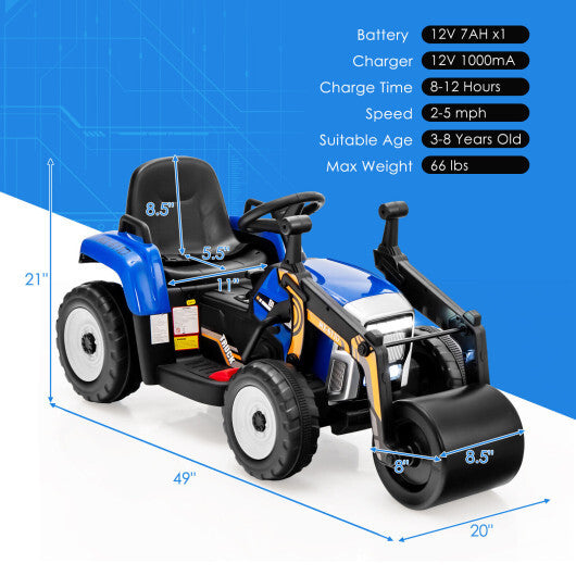 12V Kids Ride on Road Roller with 2.4G Remote Control-Blue - Color: Blue LuxuryLifeWay Online Store