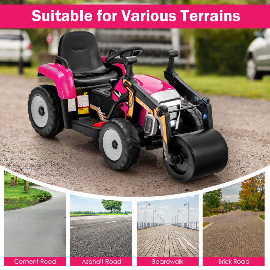 12V Kids Ride on Road Roller with 2.4G Remote Control-Pink - Color: Pink LuxuryLifeWay Online Store