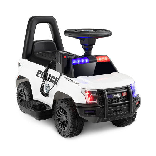 6V Kids Ride On Police Car with Real Megaphone and Siren Flashing Lights-Black LuxuryLifeWay Online Store
