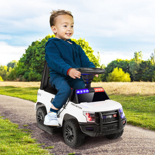 6V Kids Ride On Police Car with Real Megaphone and Siren Flashing Lights-Black LuxuryLifeWay Online Store