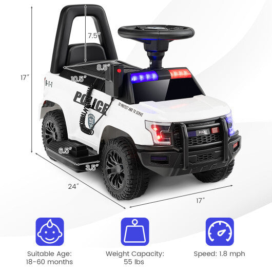 6V Kids Ride On Police Car with Real Megaphone and Siren Flashing Lights-Black LuxuryLifeWay Online Store