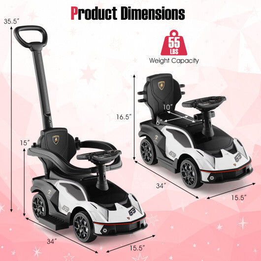 3-in-1 Licensed Lamborghini Ride on Push Car with Handle Guardrail-Green LuxuryLifeWay Online Store
