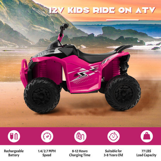 12V Kids Ride On ATV with High/Low Speed and Comfortable Seat-Pink LuxuryLifeWay Online Store