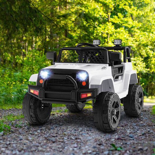 12V Kids Ride On Truck with Remote Control and Headlights-White - Color: White LuxuryLifeWay Online Store
