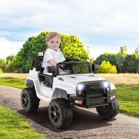 12V Kids Ride On Truck with Remote Control and Headlights-White - Color: White LuxuryLifeWay Online Store