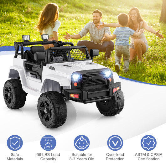 12V Kids Ride On Truck with Remote Control and Headlights-White - Color: White LuxuryLifeWay Online Store