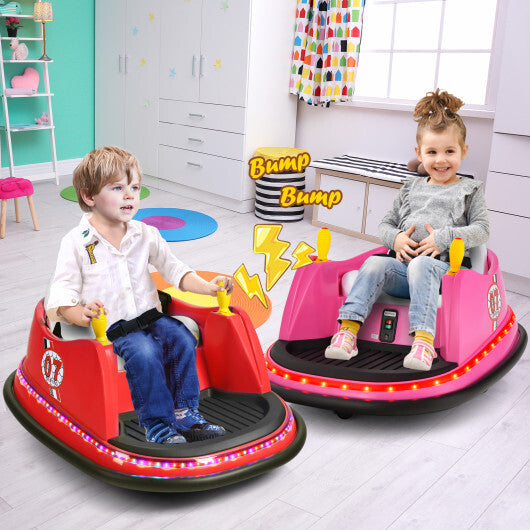 12V Electric Kids Ride On Bumper Car with Flashing Lights for Toddlers-Red - Color: Red LuxuryLifeWay Online Store