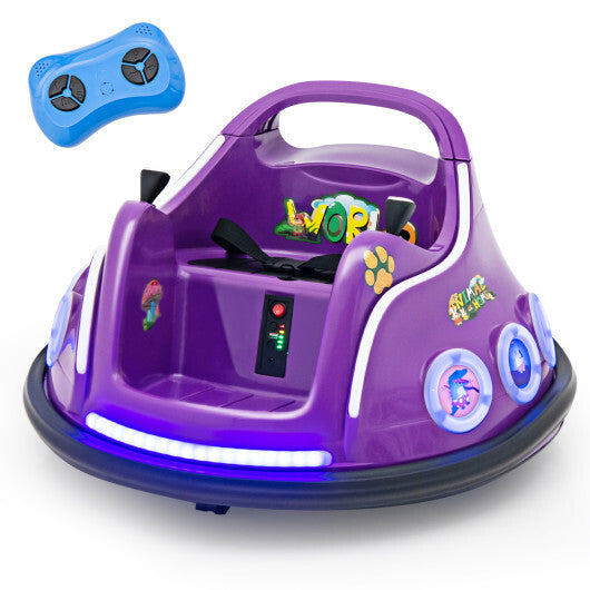 12V Electric Ride On Car with Remote Control and Flashing LED Lights-Purple LuxuryLifeWay Online Store