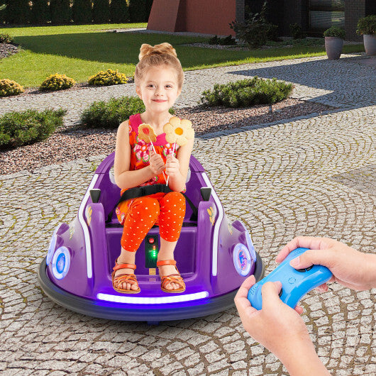 12V Electric Ride On Car with Remote Control and Flashing LED Lights-Purple LuxuryLifeWay Online Store