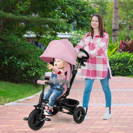 4-in-1 Baby Tricycle Toddler Trike with Reversible Seat and 5-Point Safety Harness-Gray LuxuryLifeWay Online Store