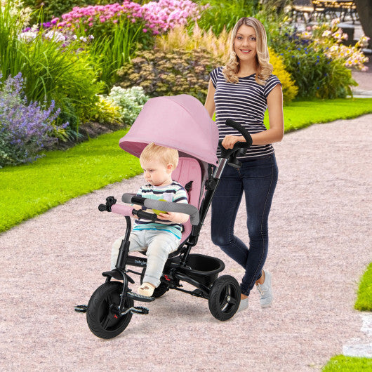 4-in-1 Baby Tricycle Toddler Trike with Reversible Seat and 5-Point Safety Harness-Gray LuxuryLifeWay Online Store