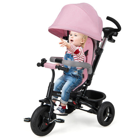 4-in-1 Baby Tricycle Toddler Trike with Reversible Seat and 5-Point Safety Harness-Gray LuxuryLifeWay Online Store