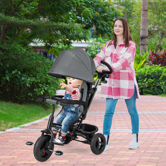 4-in-1 Baby Tricycle Toddler Trike with Reversible Seat and 5-Point Safety Harness-Gray LuxuryLifeWay Online Store