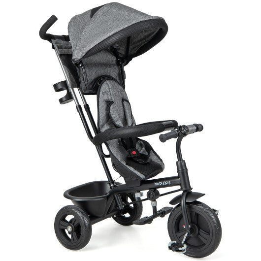 4-in-1 Baby Trike Kids Tricycle with Removable Canopy and Adjustable Push Handle-Gray - Color: Gray LuxuryLifeWay Online Store