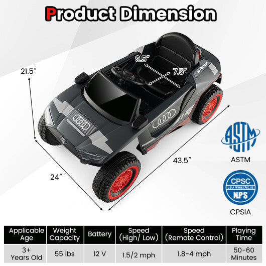 Licensed Audi Kids Ride On E-tron Racing Car-Gray LuxuryLifeWay Online Store
