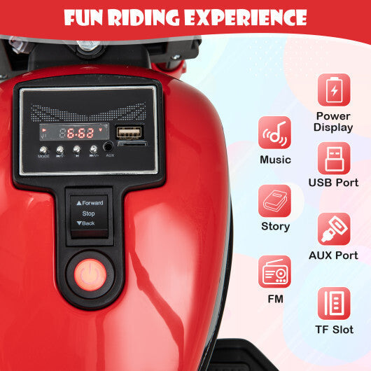 Kids Electric Motorcycle with Training Wheels and LED Headlights-Red - Color: Red LuxuryLifeWay Online Store