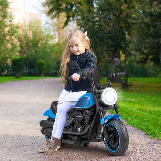 Kids Electric Motorcycle with Training Wheels and LED Headlights-Blue LuxuryLifeWay Online Store