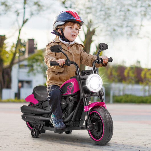 Kids Electric Motorcycle with Training Wheels and LED Headlights-Blue LuxuryLifeWay Online Store