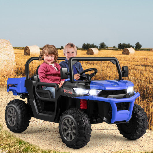 24V Ride On Kids Car with Dump Bed and Remote Control-Navy - Color: Navy LuxuryLifeWay Online Store