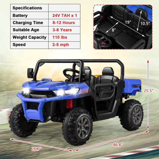 24V Ride On Kids Car with Dump Bed and Remote Control-Navy - Color: Navy LuxuryLifeWay Online Store