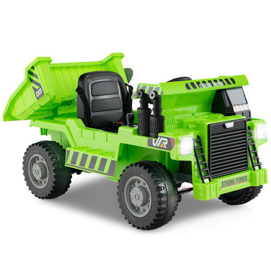 Kids Ride on Dump Truck 12V Ride on Car with Electric Dump Bed-Green LuxuryLifeWay Online Store