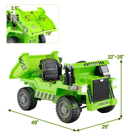 Kids Ride on Dump Truck 12V Ride on Car with Electric Dump Bed-Green LuxuryLifeWay Online Store