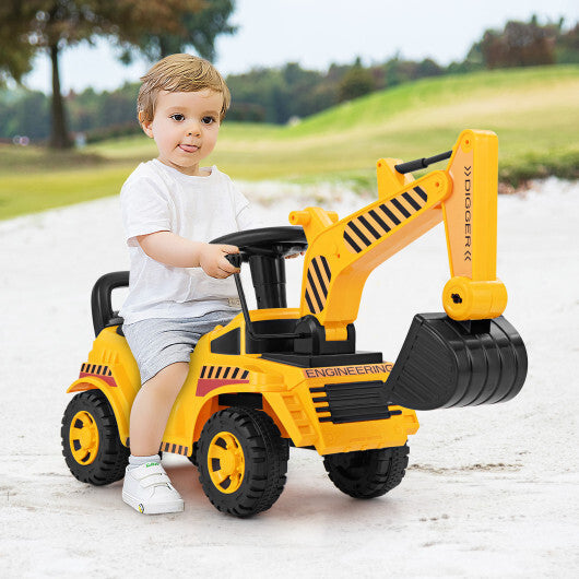 Kids Ride on Excavator with Adjustable Shovel-Yellow LuxuryLifeWay Online Store
