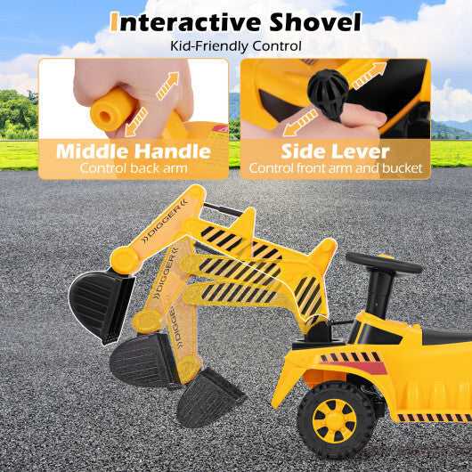 Kids Ride on Excavator with Adjustable Shovel-Yellow LuxuryLifeWay Online Store